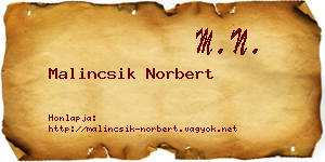 Malincsik Norbert névjegykártya